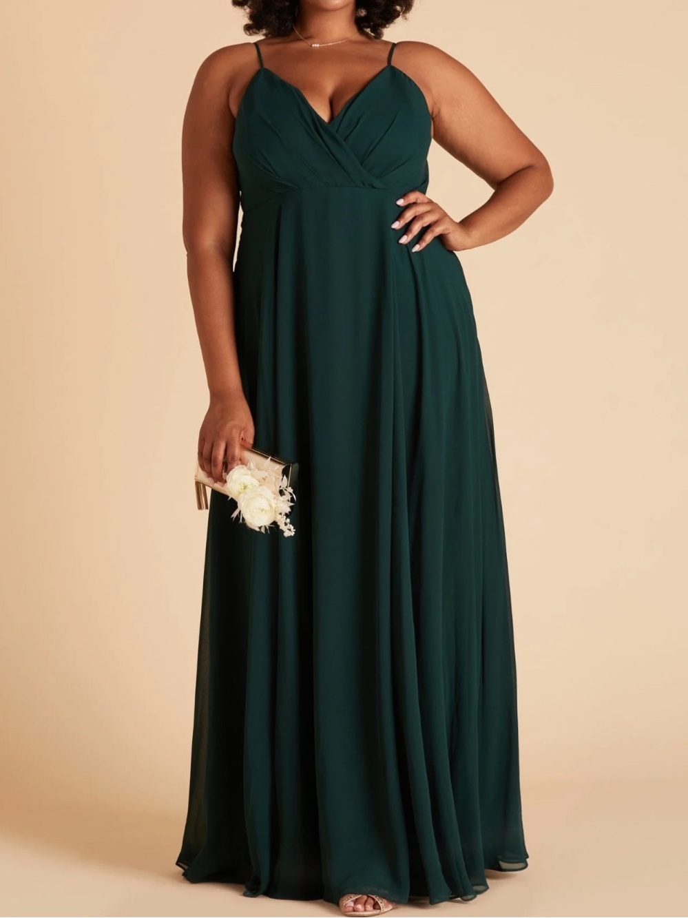 Birdy Grey Kaia Maxi Dress Emerald Green Faux Wrap Pockets Curve 1X